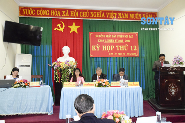 Khai mạc kỳ họp thứ 12 (kỳ họp cuối năm), HĐND huyện Sơn Tây khóa...