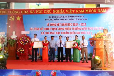 Trường Mầm non Bãi Màu: Công bố Quyết định công nhận trường đạt chuẩn Quốc gia và Tổng kết năm học 2024 – 2025
